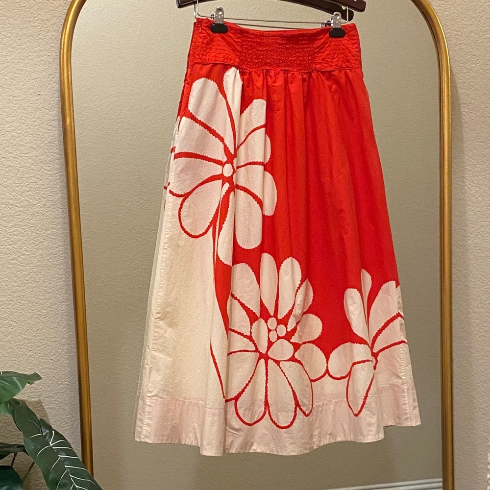 Farm Rio Anthropologie Printed Poplin Midi Skirt Size S - Picture 11 of 15